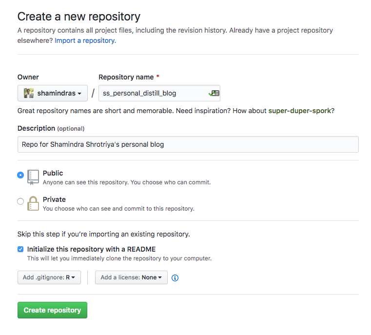 Screenshot of image of setting up the site github repo