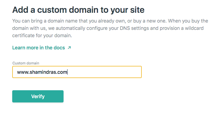 Screenshot customize site domains with Netlify